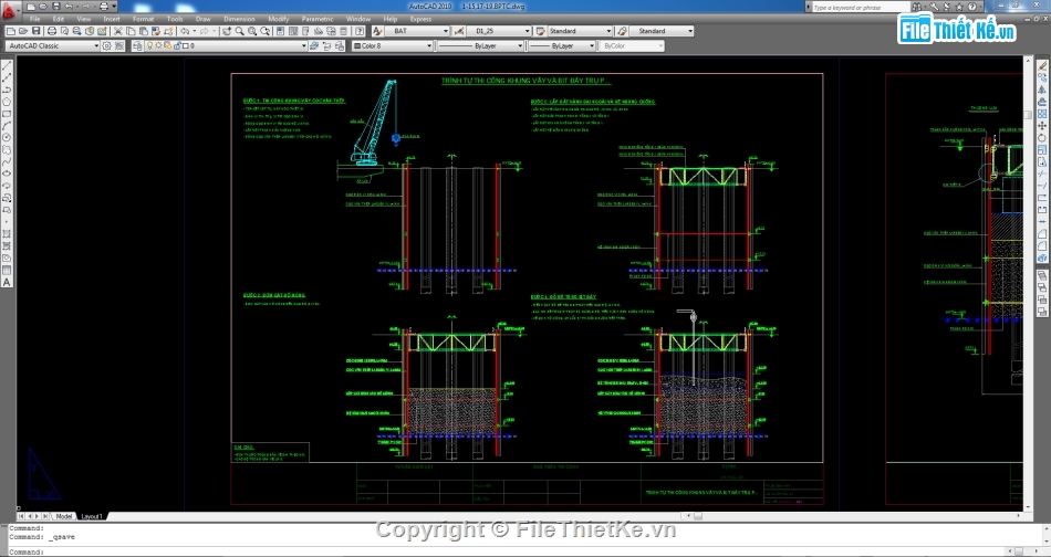 thi công khung,File cad bịt đáy,bảng tính khung vây bịt đáy,Biện pháp thi công khung vây